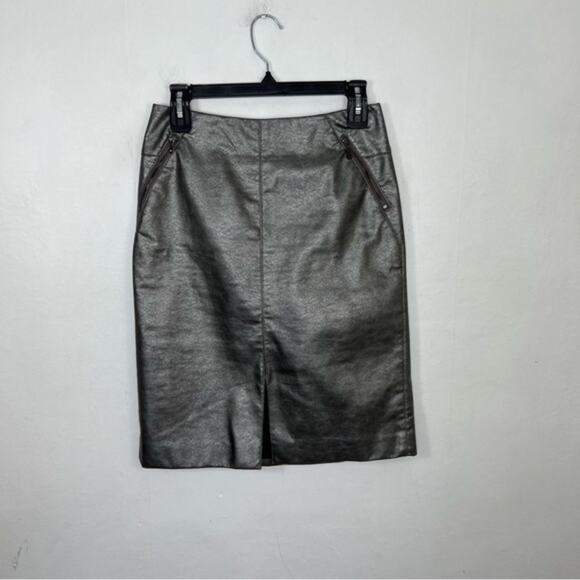 Worth Dresses & Skirts - Worth New York Metallic Faux Leather Moto Zipper Pockets Skirt Size 4